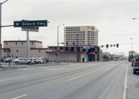 5th Street westbound @ Gambell Street in downtown Anchorage