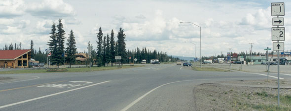 Alaska Highway southbound, at junction with Tok Cut-Off