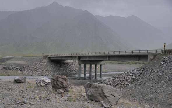 Bridge over the Atigun River, probably bridge #1 north of mile 253