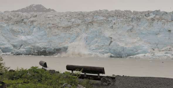 Childs Glacier, with a small icefall into the river