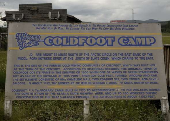 Coldfoot Camp history sign