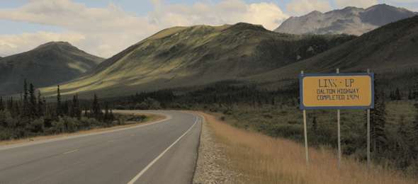 Link-Up sign, where the Dalton Highway was completed