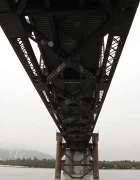 Underside of the bridge's north end