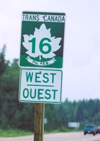 Trans-Canada Highway marker, with number inside white maple leaf on dark green background