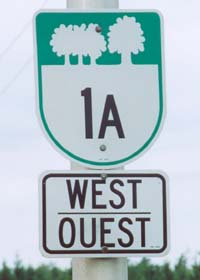 PEI route marker -- U-shaped cutout shield with trees on upper part