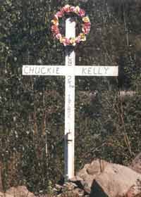 Cross where a trucker died