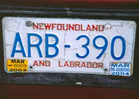 Old standard Newfoundland/Labrador licence plate