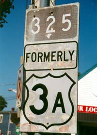 Nova Scotia collector route marker, white numbers on brown rectangle, with former route 3A trunk route marker